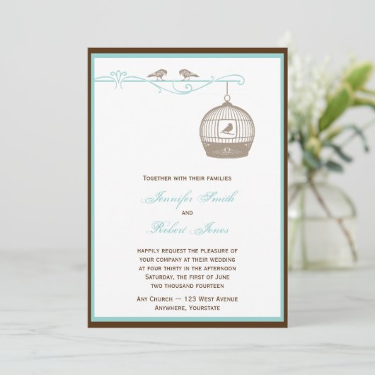  geboorte in bruine Aqua Wedding Kaart (Staand voorkant)