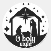 Geboorte in zwart-wit ronde sticker (Voorkant)