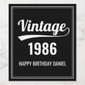  geboorte Jaar Zwarte Witte Mijlpaal Dag Wijn Etiket (Enkel label)