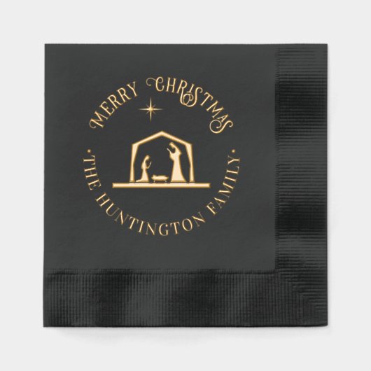 Geboorte Jezus Manger Vrolijk Kerstfeest Familiena Folie Servetten (Voorkant)