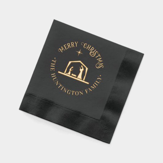 Geboorte Jezus Manger Vrolijk Kerstfeest Familiena Folie Servetten (Links)