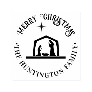 Geboorte Jezus Manger Vrolijk Kerstfeest Familiena Zelfinktende Stempel