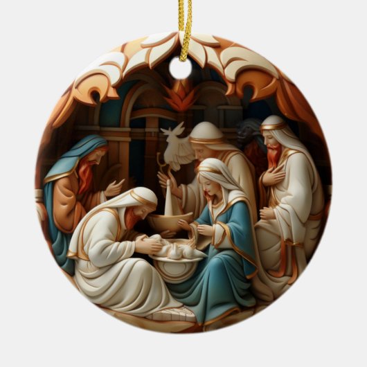 Geboorte keramische cirkel Ornament (Voorkant)