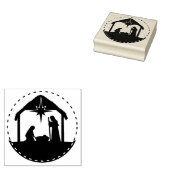 Geboorte Kerstmis Baby Jesus Square Wood Rubberstempel (Gestempeld)