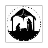 Geboorte Kerstmis Baby Jesus Square Wood Rubberstempel (Afrduk)