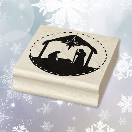 Geboorte Kerstmis Baby Jesus Square Wood Rubberstempel