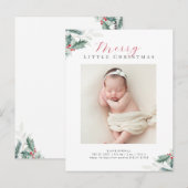 geboorte kerstmis greenery - aankondiging briefkaart (Voorkant / Achterkant)