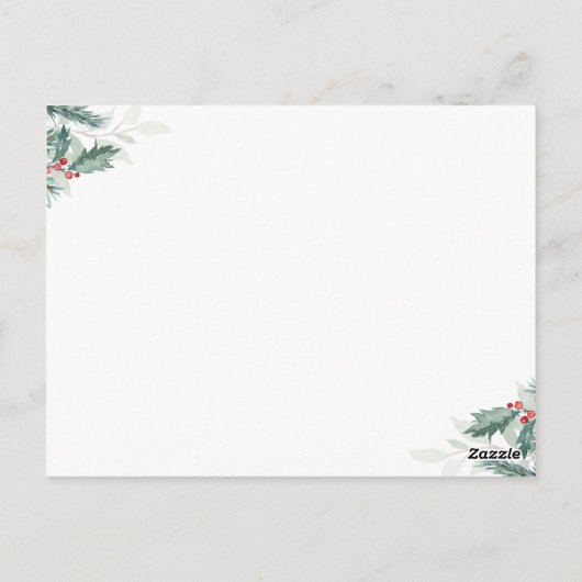 geboorte kerstmis greenery - aankondiging briefkaart (Achterkant)