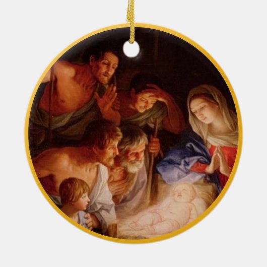 Geboorte Kunst Kerst Keramisch Ornament (Achterkant)