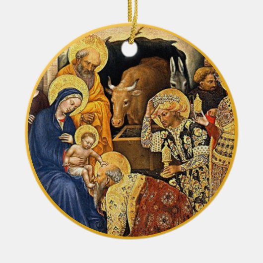 Geboorte Kunst Kerst Keramisch Ornament (Voorkant)