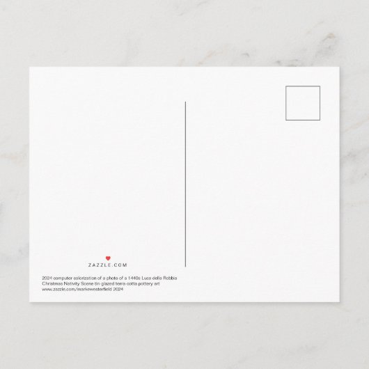 GEBOORTE Luca della Robbia Kerst briefkaart (Achterkant)