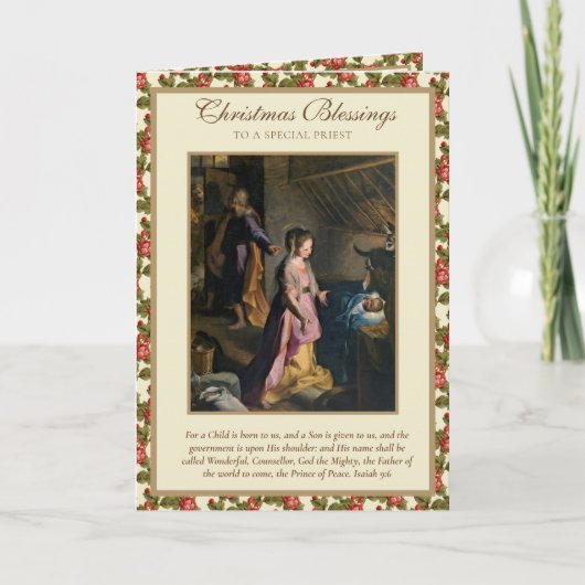 Geboorte Maagd Maria Jezus Kerstmis voor priester Feestdagen Kaart (Voorkant)