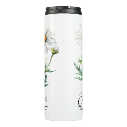 Geboorte Maand Bloem April Daisy Thermische Tumble Thermosbeker (Achterkant)