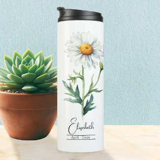 Geboorte Maand Bloem April Daisy Thermische Tumble Thermosbeker