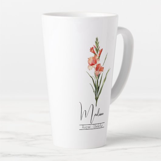 Geboorte Maand Bloem August Gladiolus Latte Mok (Rechterhoek)