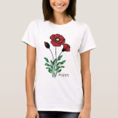 Geboorte Maand Bloem Augustus Poppy T-shirt (Voorkant)