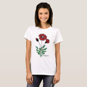 Geboorte Maand Bloem Augustus Poppy T-shirt (Voorkant volledig)