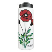 Geboorte Maand Bloem Augustus Poppy Thermosbeker (Voorkant)