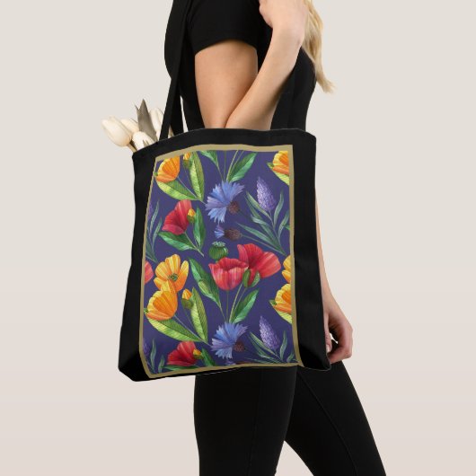 Geboorte Maand Bloem Augustus Poppy Tote Bag (Dichtbij)
