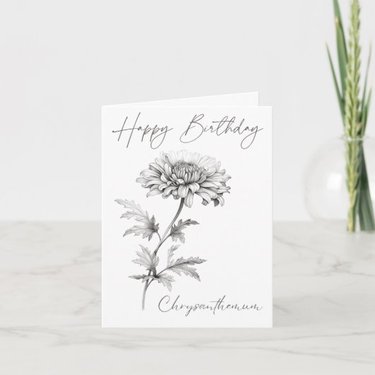 Geboorte Maand Bloem Chrysanthemum gepersonaliseer Notitiekaartje (Voorkant)