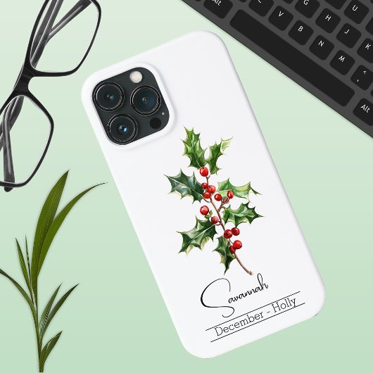 Geboorte Maand Bloem December Holly Case-Mate iPhone Case