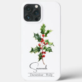 Geboorte Maand Bloem December Holly Case-Mate iPhone Case (Achterkant)