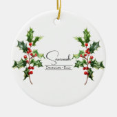 Geboorte Maand Bloem December Holly Keramisch Ornament (Voorkant)