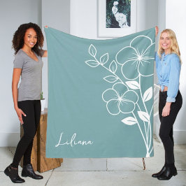 Geboorte Maand Bloem, Februari Blauw Script Naam Fleece Deken