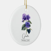 Geboorte Maand Bloem Februari Violet Keramisch Ornament (Rechts)