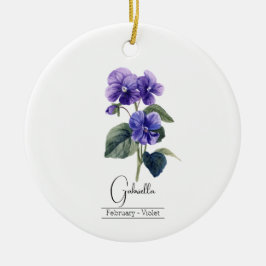 Geboorte Maand Bloem Februari Violet Keramisch Ornament