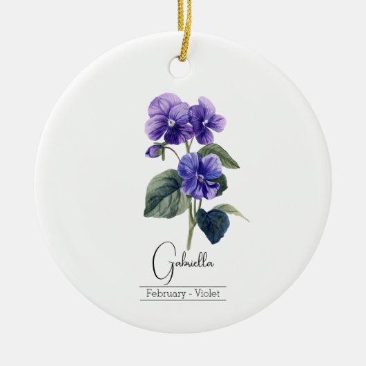 Geboorte Maand Bloem Februari Violet Keramisch Ornament (Voorkant)