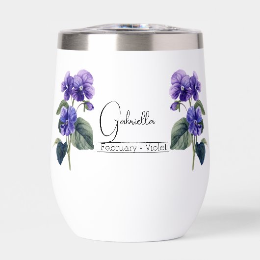 Geboorte Maand Bloem Februari Violet Wijn Tumbler (Voorkant)