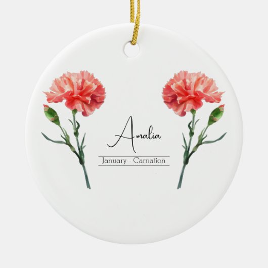 Geboorte Maand Bloem Januari Anjer Ornament (Voorkant)