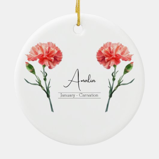 Geboorte Maand Bloem Januari Anjer Ornament (Achterkant)