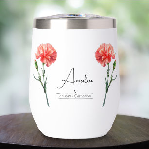 Geboorte Maand Bloem Januari Anjer Wijn Tumbler
