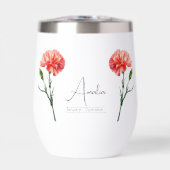 Geboorte Maand Bloem Januari Anjer Wijn Tumbler (Voorkant)