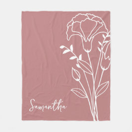 Geboorte Maand Bloem, Januari Roos Kalligrafie Naa Fleece Deken