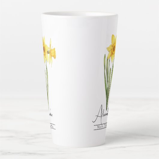 Geboorte Maand Bloem Maart Daffodil Latte Mok (Voorkant)