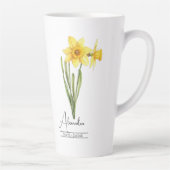 Geboorte Maand Bloem Maart Daffodil Latte Mok (Rechts)