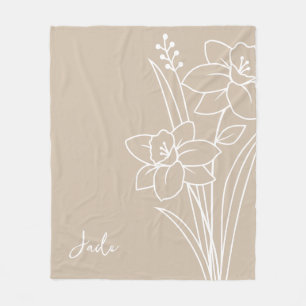 Geboorte Maand Bloem, Maart Kalligrafie Naam Fleece Deken