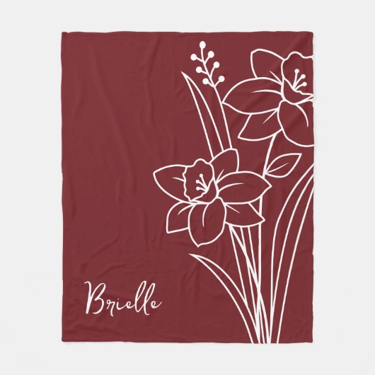 Geboorte Maand Bloem, Maart Kalligrafie Naam Fleece Deken (Voorkant)