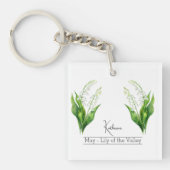 Geboorte Maand Bloem mei Lelie van de vallei Sleutelhanger (voorkant)