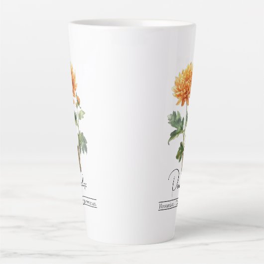Geboorte Maand Bloem November Chrysanthemum Latte Mok (Voorkant)