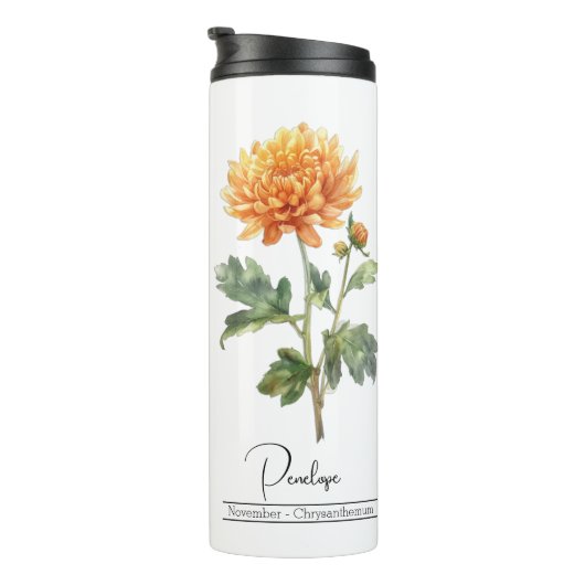 Geboorte Maand Bloem November Chrysanthemum Thermosbeker (Geroteerd rechts)