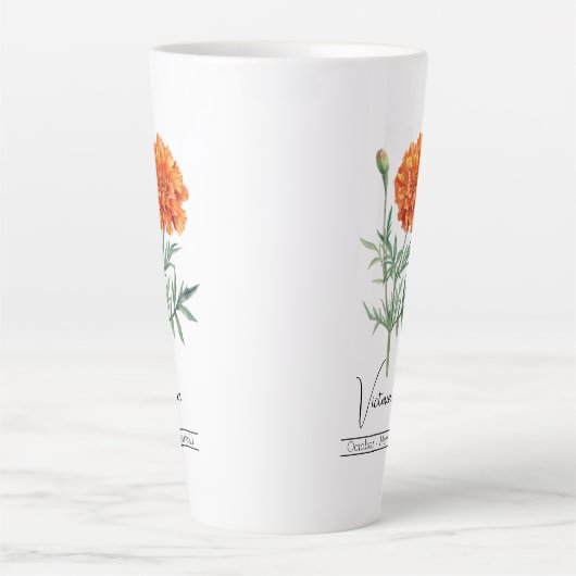 Geboorte Maand Bloem Oktober goudsbloem Latte Mok (Voorkant)