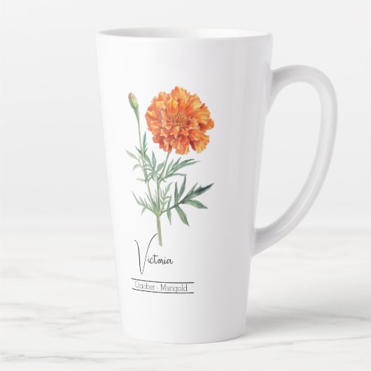 Geboorte Maand Bloem Oktober goudsbloem Latte Mok (Rechts)