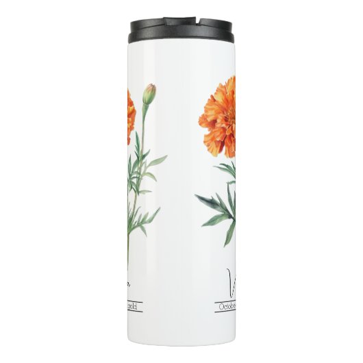 Geboorte Maand Bloem Oktober goudsbloem Thermosbeker (Achterkant)