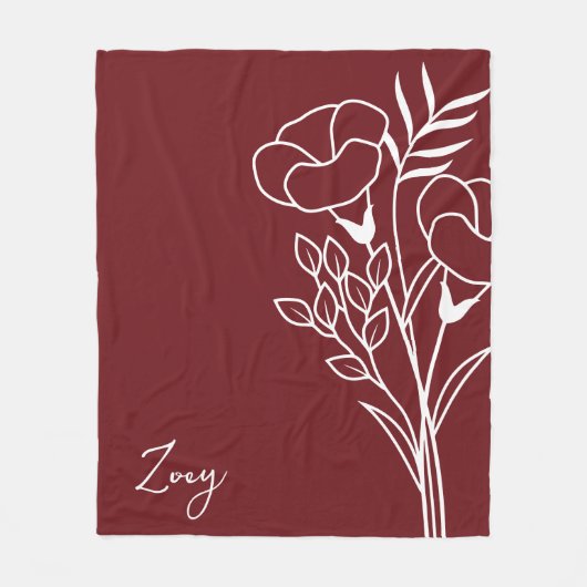 Geboorte Maand Bloem, September Kalligrafie Naam Fleece Deken (Voorkant)