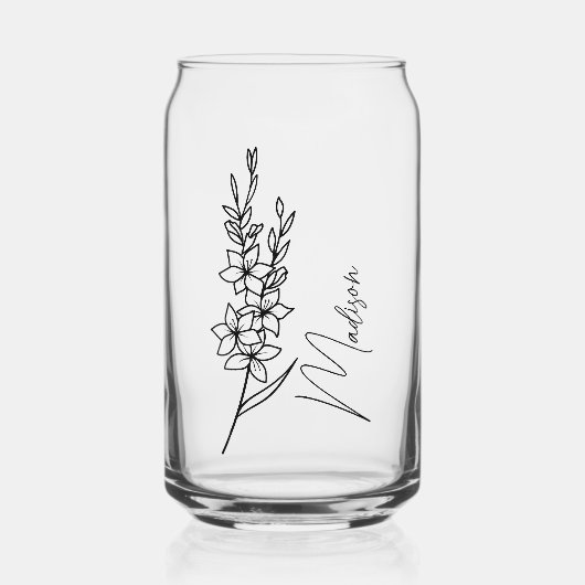 Geboorte Maand Bloemen August Gladiolus Bruidsmeis Blikvorm Glas (Voorkant)