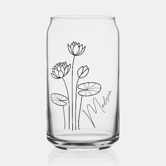 Geboorte Maand Bloemen Juli Waterlelie Bruidsmeisj Blikvorm Glas (Voorkant)